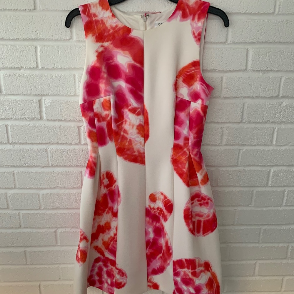 Calvin Klein White and Pink Design Dress